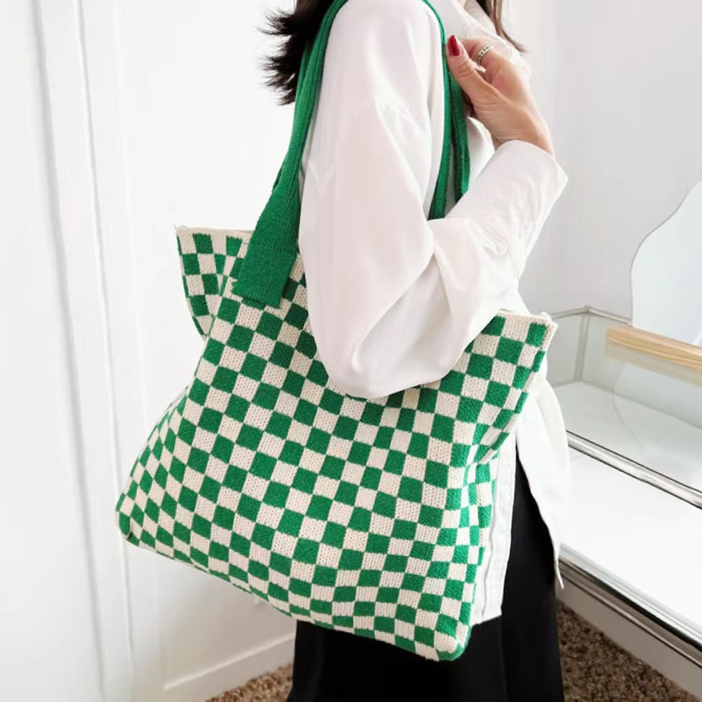 Borsa Tote Verde A Scacchi Donna — Mosaico, immagine 2