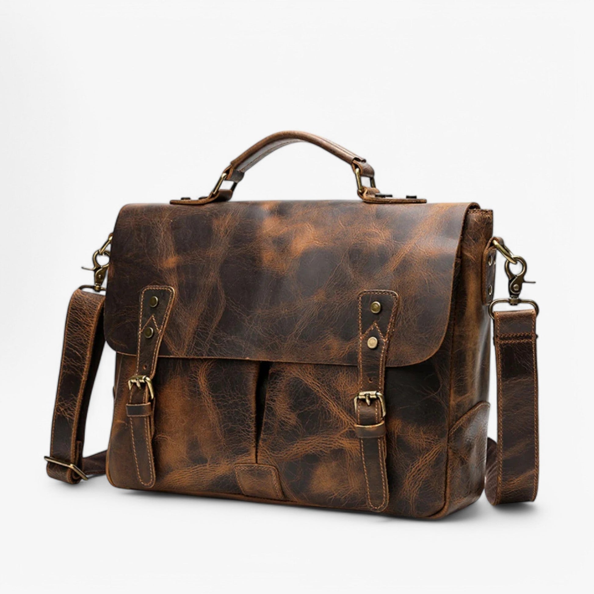 Borsa Messenger Marrone Vintage Unisex — Matera, immagine 3