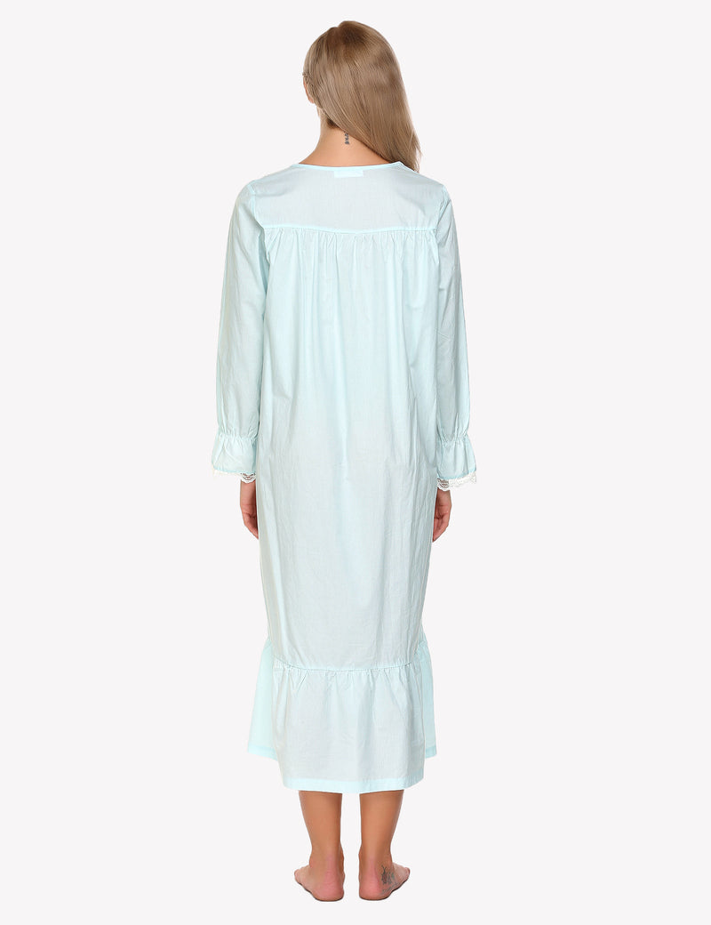 Camicia Da Notte Lunga Da Donna Con Pizzo Floreale E Maniche Lunghe, immagine 13