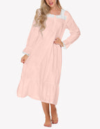 Camicia Da Notte Lunga Da Donna Con Pizzo Floreale E Maniche Lunghe, immagine 10