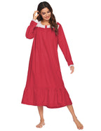 Camicia Da Notte Lunga Da Donna Con Pizzo Floreale E Maniche Lunghe, immagine 5