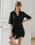 Camicia Da Notte Satinata Da Donna Con Colletto E Maniche Tre Quarti, immagine 1