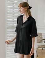 Camicia Da Notte Satinata Da Donna Con Colletto E Maniche Tre Quarti, immagine 2