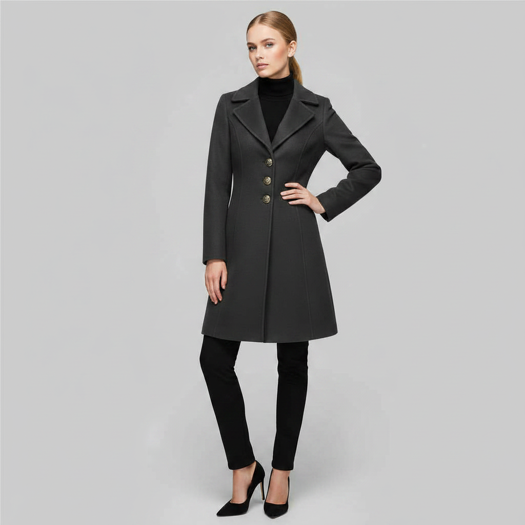 Cappotto Lungo Da Donna Con Bottoni E Colletto A Revers, immagine 1