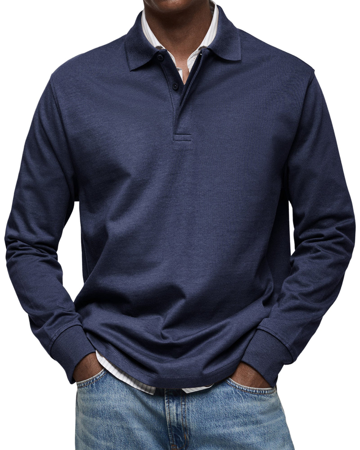 Polo Da Uomo A Maniche Lunghe Con Colletto Classico, immagine 2