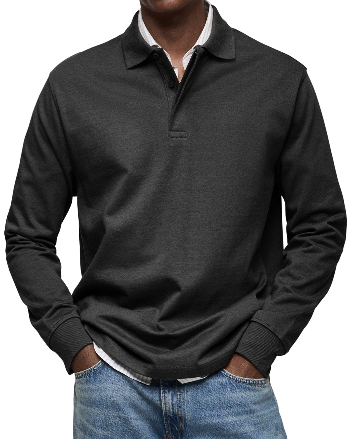 Polo Da Uomo A Maniche Lunghe Con Colletto Classico, immagine 3