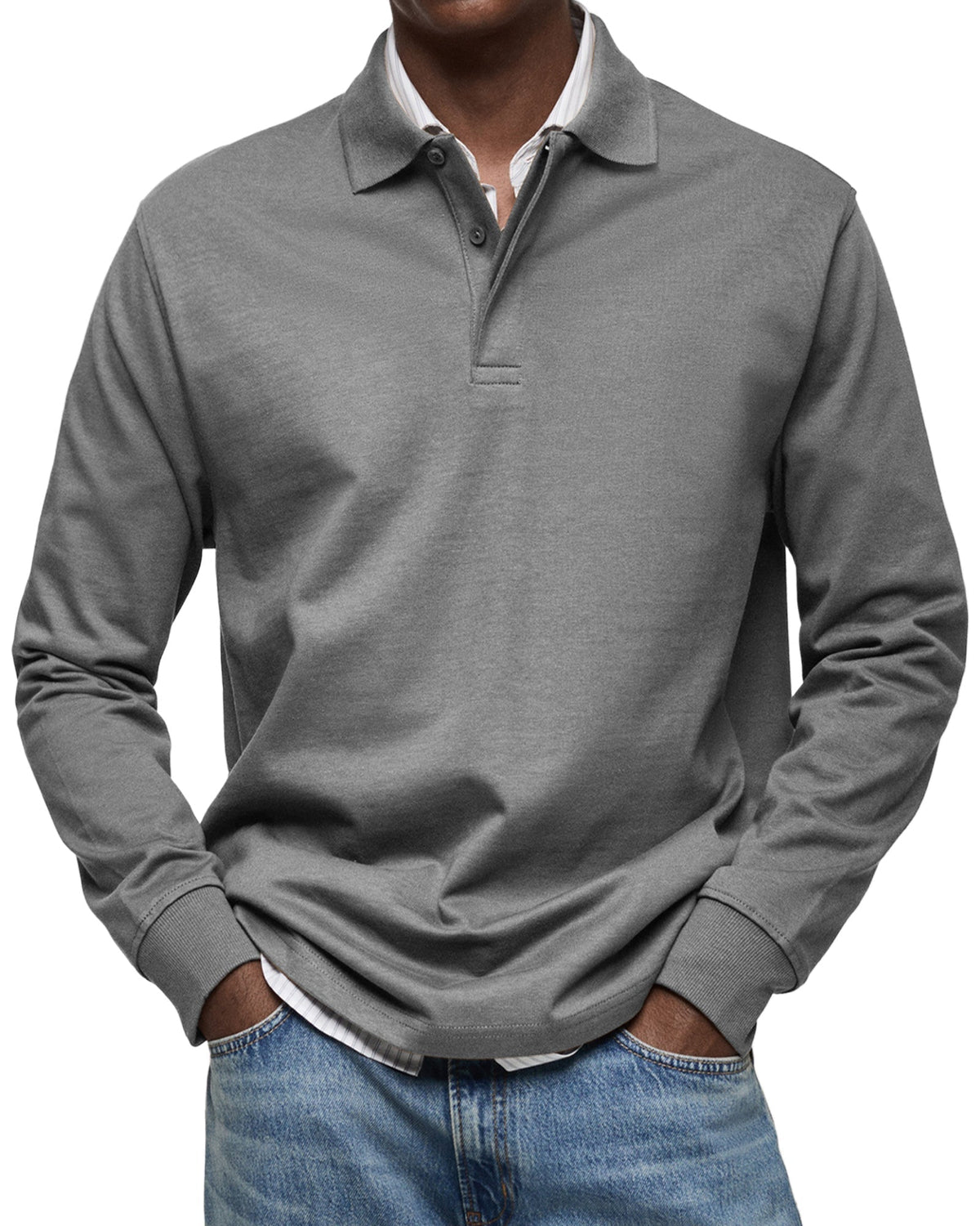 Polo Da Uomo A Maniche Lunghe Con Colletto Classico, immagine 5