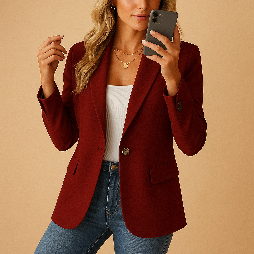 Blazer Monopetto Da Donna Con Revers A Punta E Tasche, immagine 5