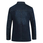 Blazer In Denim Da Uomo Con Bottoni E Tasche Applicate, immagine 2