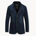 Blazer In Denim Da Uomo Con Bottoni E Tasche Applicate, immagine 1
