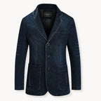 Blazer In Denim Da Uomo Con Bottoni E Tasche Applicate, immagine 1
