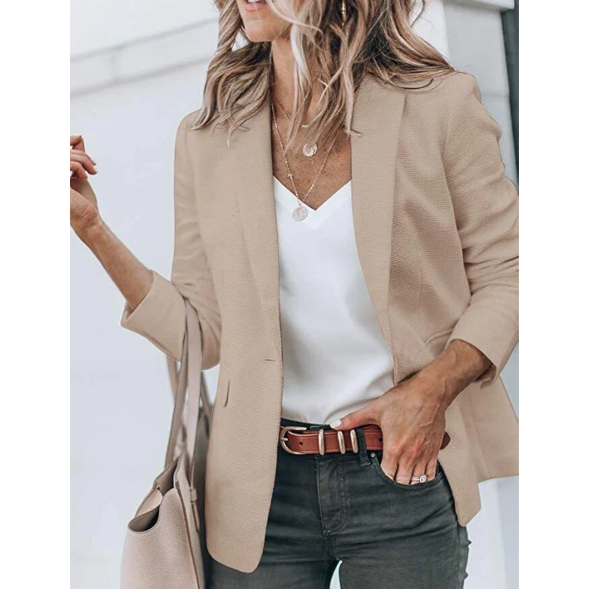 Blazer Da Ufficio Da Donna Aperto Con Revers Classici, immagine 3