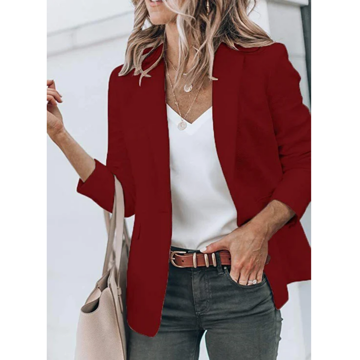 Blazer Da Ufficio Da Donna Aperto Con Revers Classici, immagine 5
