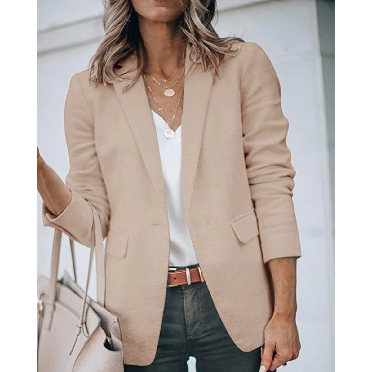 Blazer Da Ufficio Da Donna Aperto Con Revers Classici, immagine 7