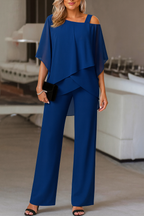 Completo Elegante Da Donna Con Blusa E Pantaloni A Gamba Larga, immagine 4