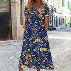 Abito Lungo Floreale Da Donna Senza Maniche Con Gonna Svasata, immagine 4