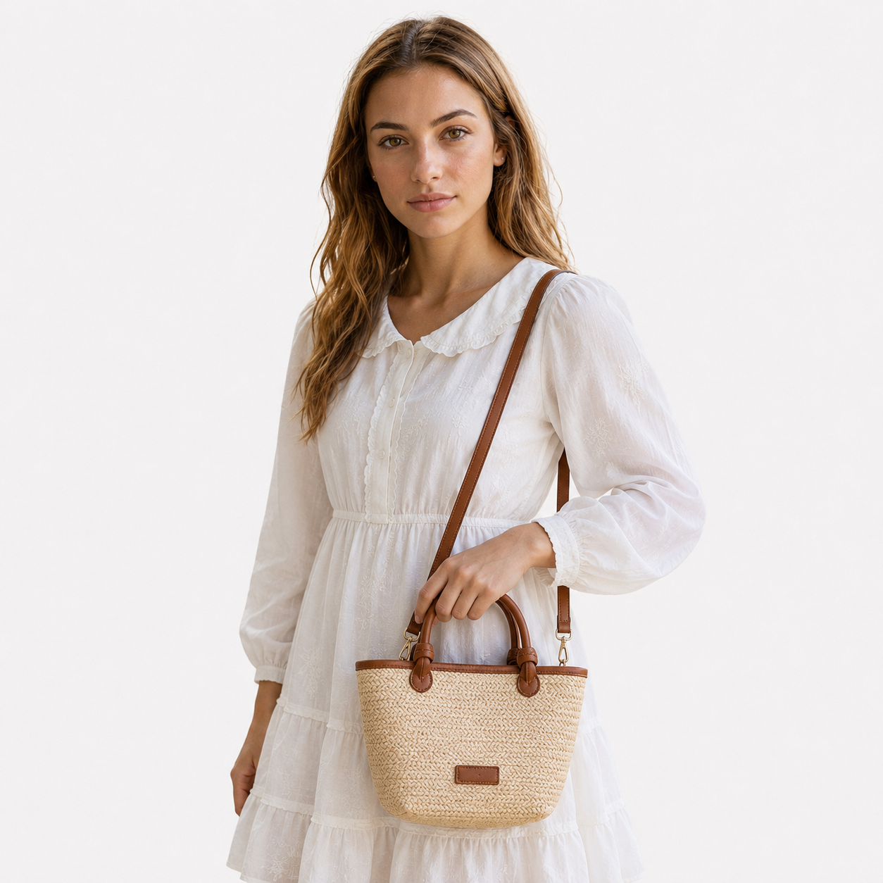 Borsa A Mano In Paglia Beige Con Tracolla Donna — Ischia, immagine 3