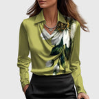 Blusa Satinata Da Donna Con Scollo Drappeggiato E Maniche Lunghe, immagine 7