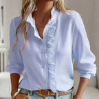 Top Da Donna A Maniche Lunghe Con Ruches Frontali, immagine 1