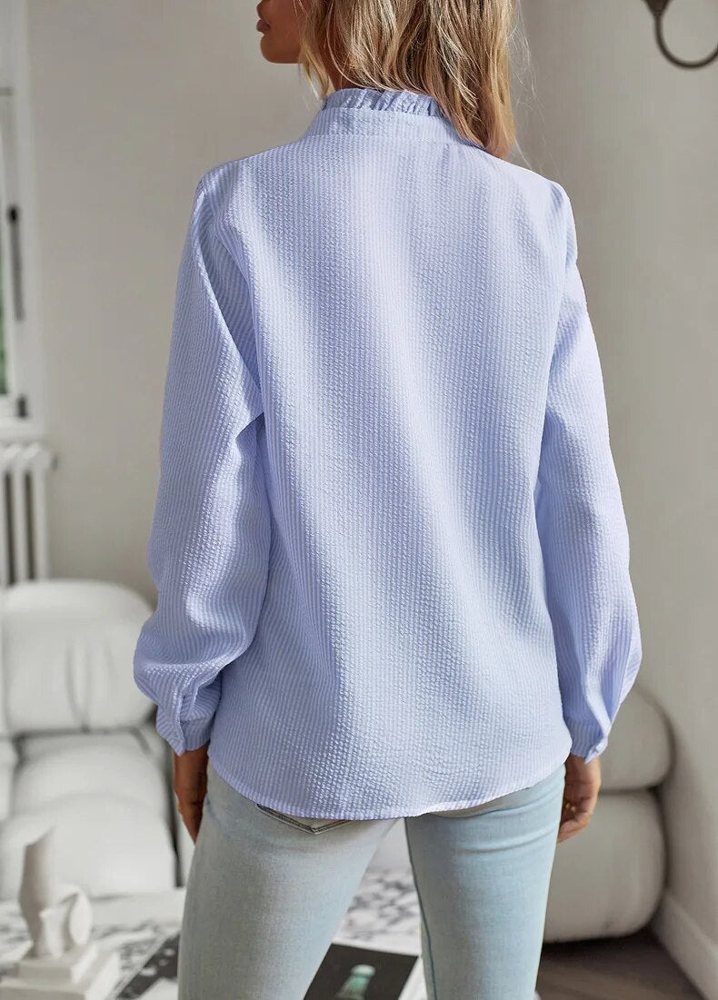 Top Da Donna A Maniche Lunghe Con Ruches Frontali, immagine 2