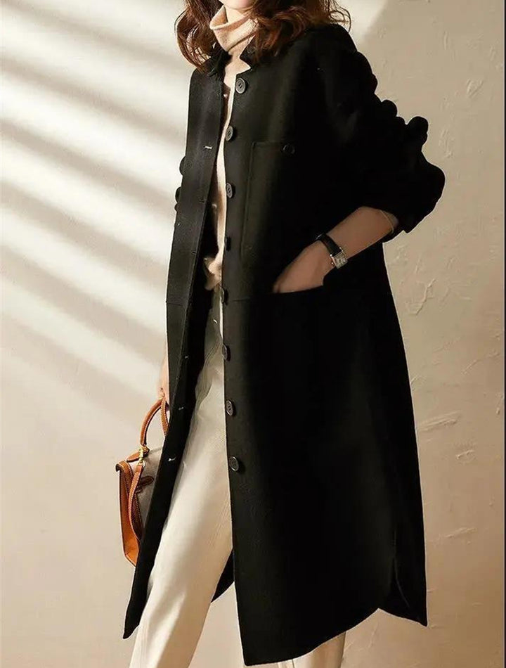Cappotto Lungo Da Donna Con Collo Coreano E Bottoni, immagine 4