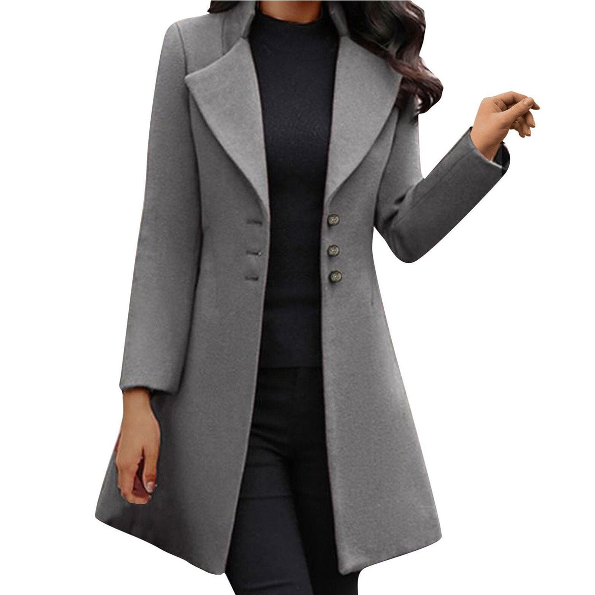 Cappotto Sagomato Da Donna Con Revers E Bottoni, immagine 2