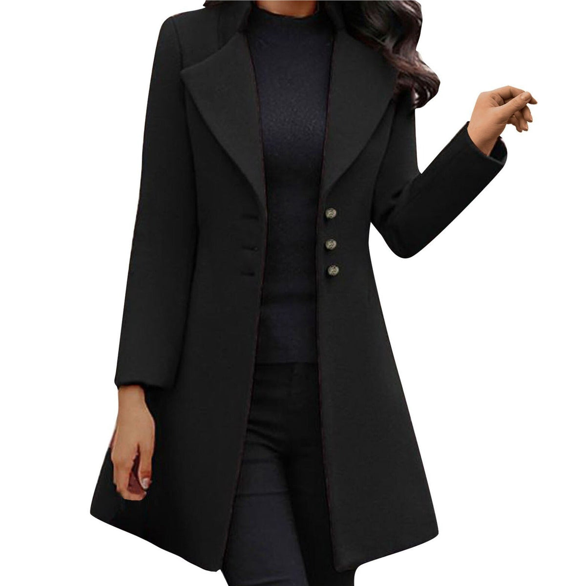 Cappotto Sagomato Da Donna Con Revers E Bottoni, immagine 1