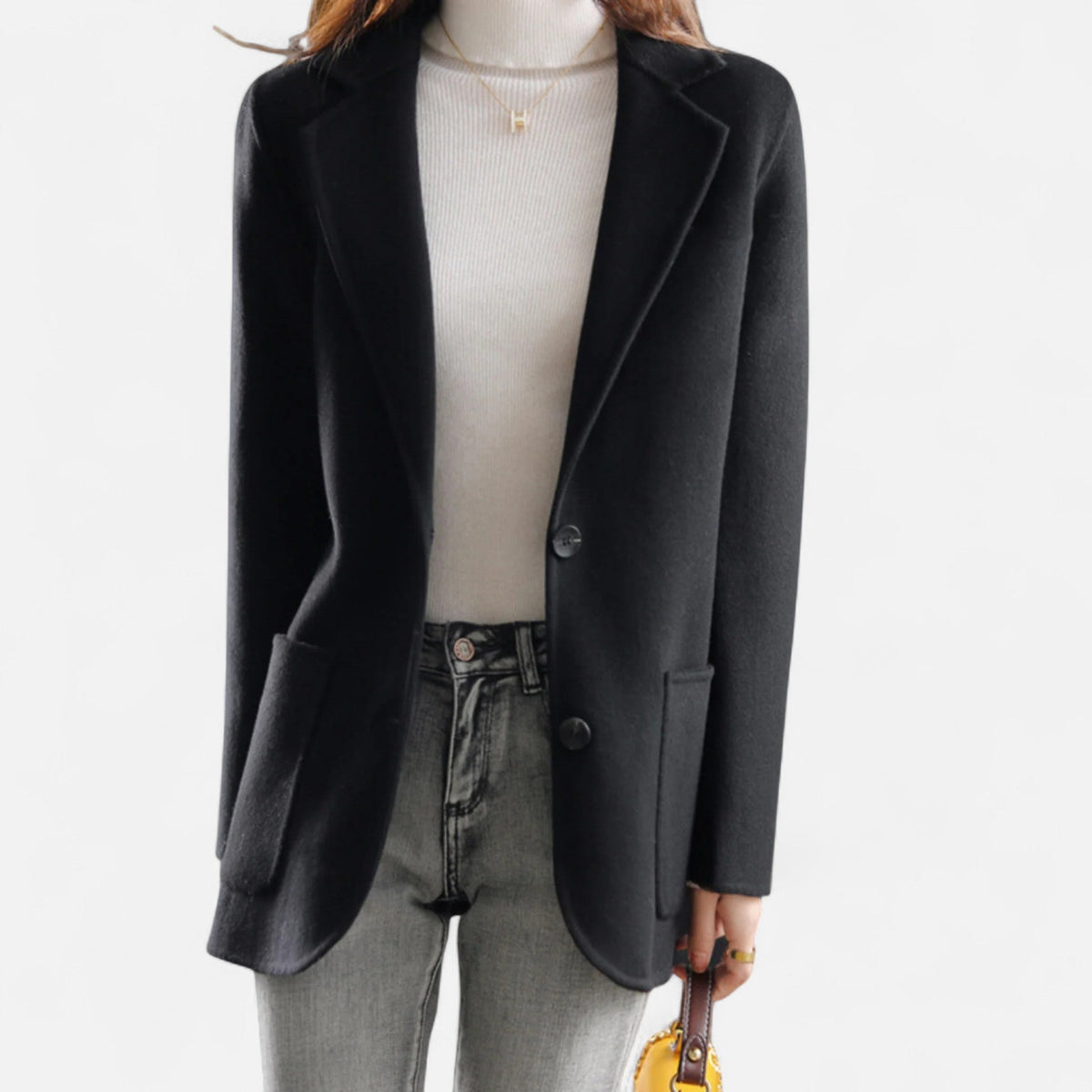 Cappotto Monopetto Da Donna Con Revers E Bottoni A Contrasto, immagine 2