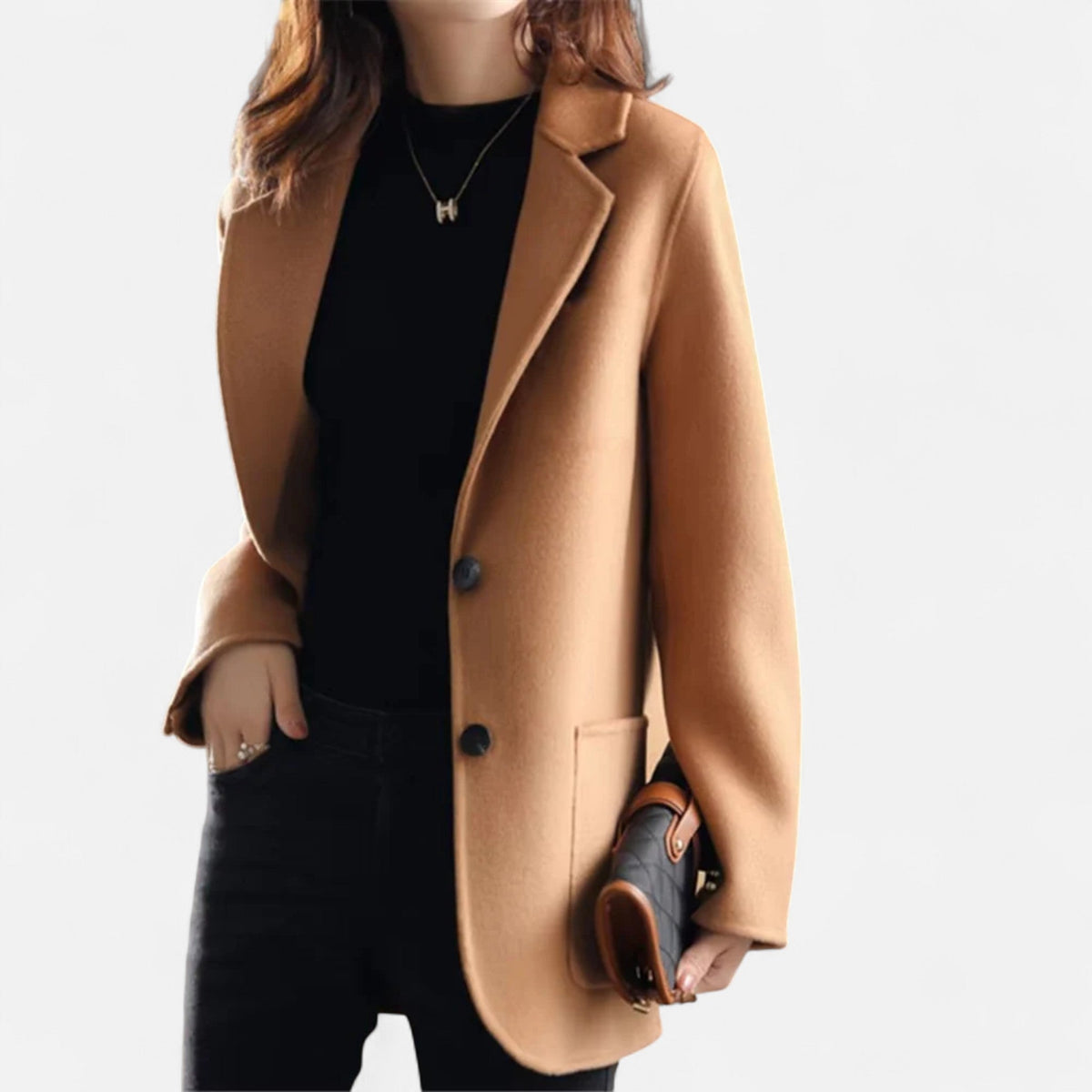 Cappotto Monopetto Da Donna Con Revers E Bottoni A Contrasto, immagine 3