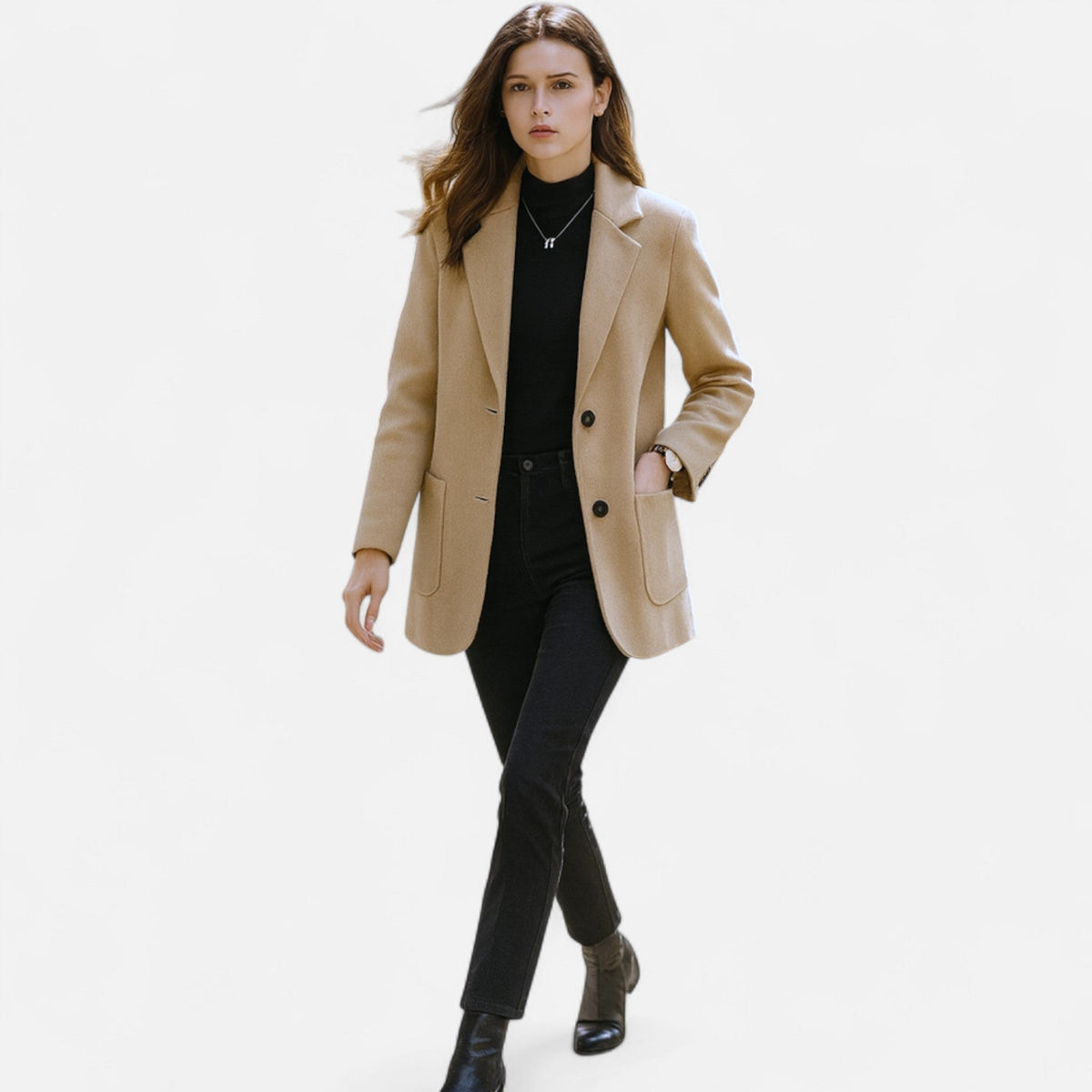 Cappotto Monopetto Da Donna Con Revers E Bottoni A Contrasto, immagine 6