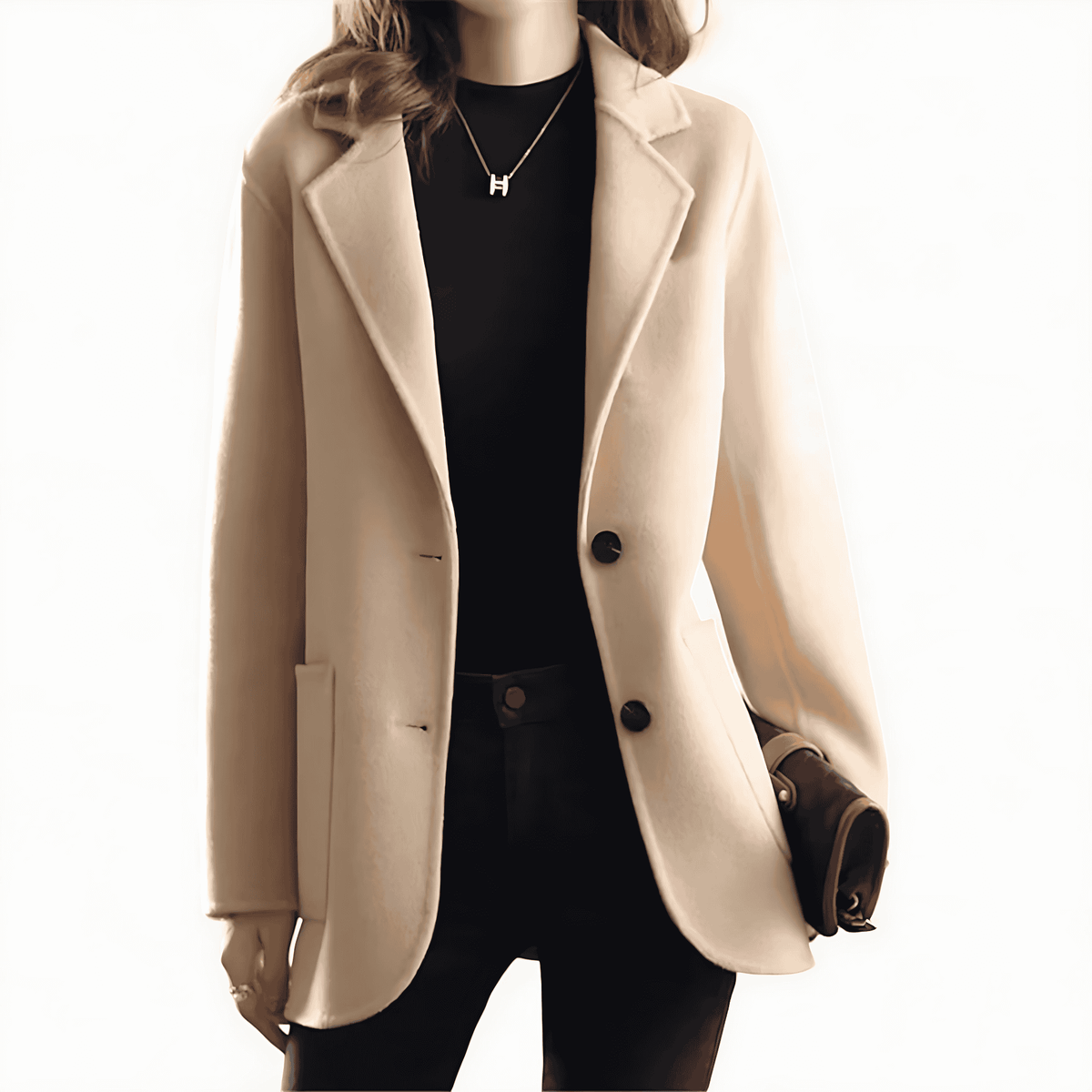 Cappotto Monopetto Da Donna Con Revers E Bottoni A Contrasto, immagine 1