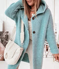 Cardigan Lungo Da Donna Con Cappuccio E Bottoni, immagine 1