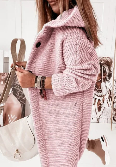 Cardigan Lungo Da Donna Con Cappuccio E Bottoni, immagine 6
