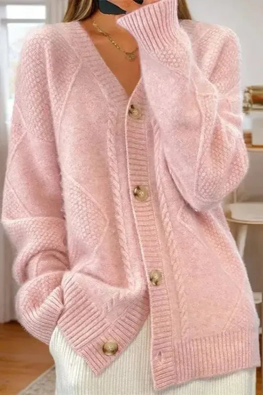 Cardigan A Trecce Da Donna Con Bottoni E Tasche, immagine 2
