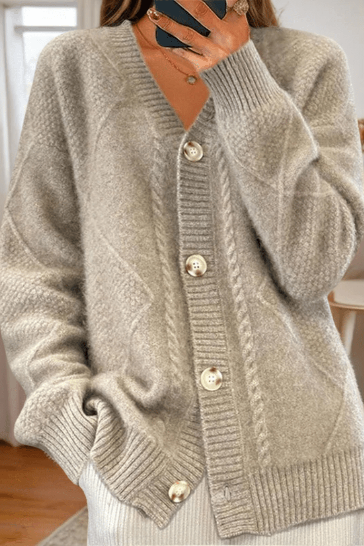 Cardigan A Trecce Da Donna Con Bottoni E Tasche, immagine 4