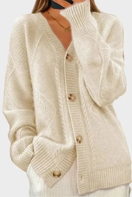 Cardigan A Trecce Da Donna Con Bottoni E Tasche, immagine 1