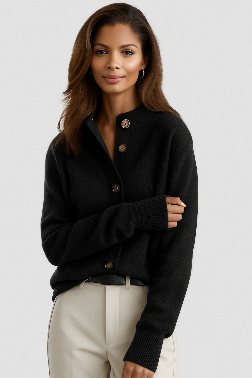 Cardigan Donna | Collo Alto & Bottoni Frontali