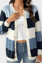 Cardigan Color Block Da Donna Aperto Con Tasche, immagine 2