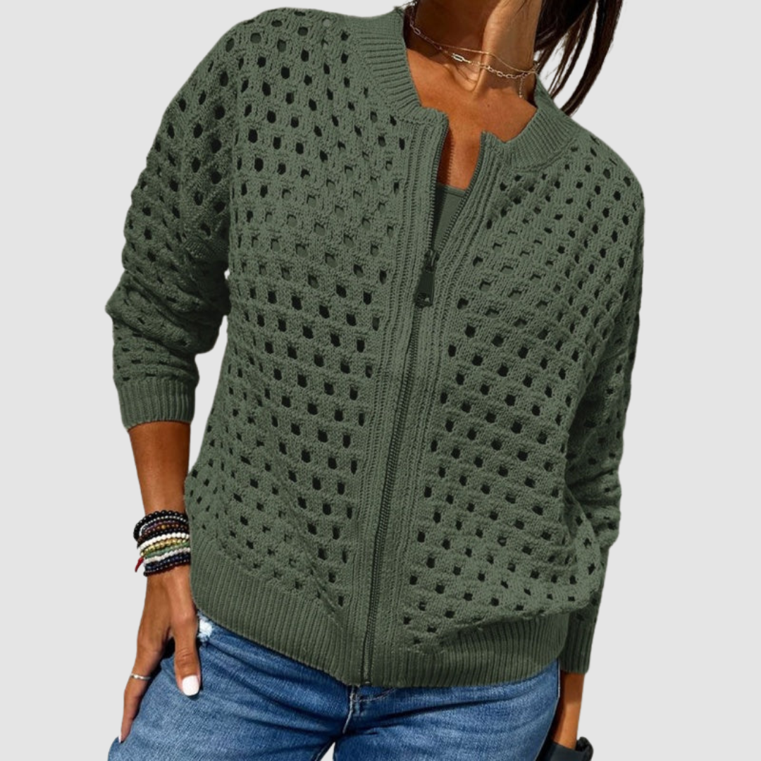 Cardigan Donna | Traforato & Zip Frontale