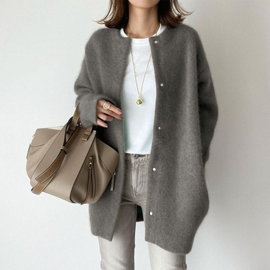 Cardigan Lungo Da Donna Con Bottoni E Tasche Frontali, immagine 4