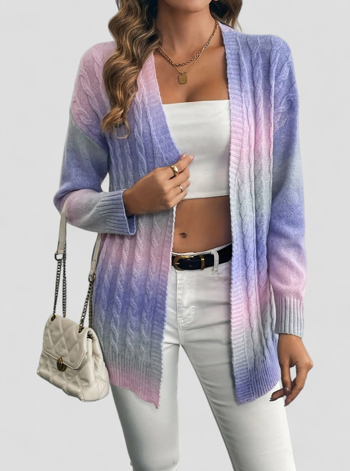 Cardigan Lungo Donna | Modello Aperto & Trama Intrecciata