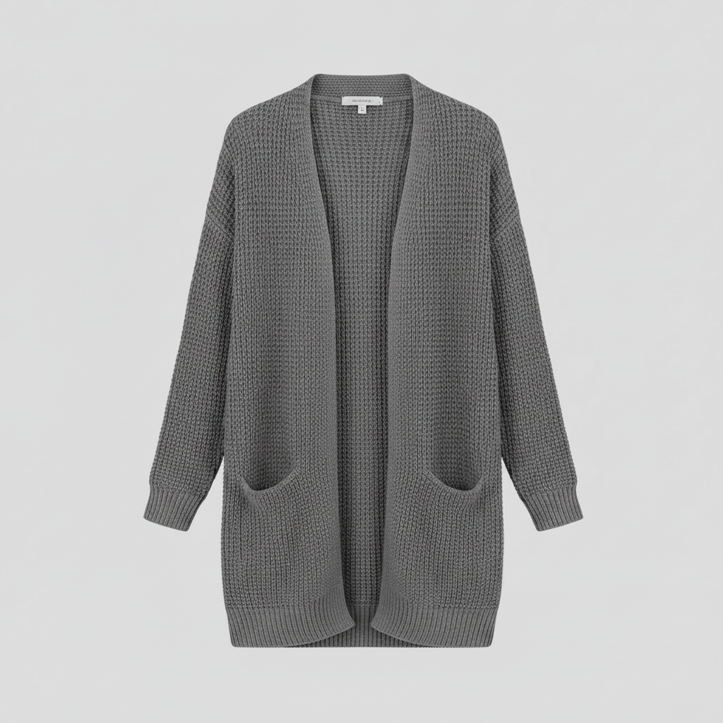 Cardigan Lungo Da Donna Aperto Con Tasche Frontali, immagine 5