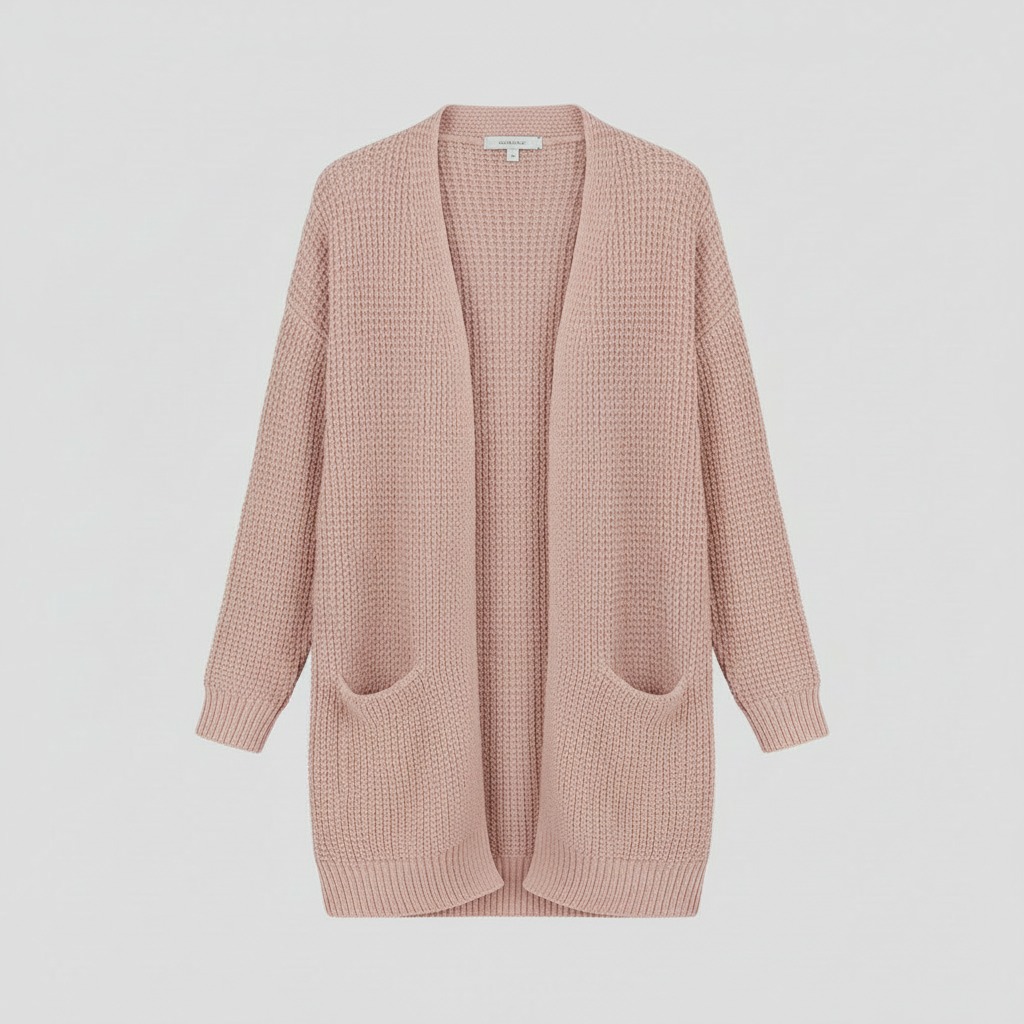 Cardigan Lungo Da Donna Aperto Con Tasche Frontali, immagine 8