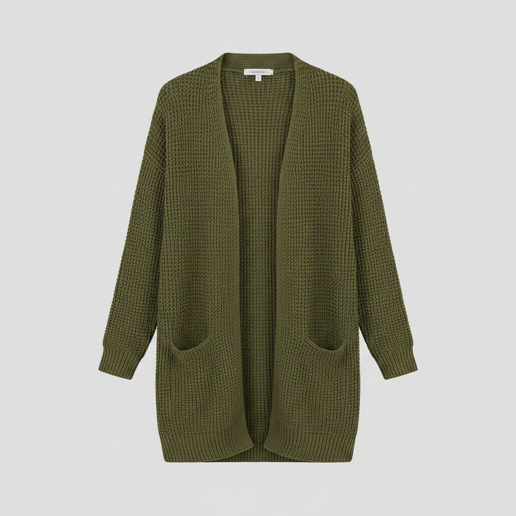 Cardigan Lungo Da Donna Aperto Con Tasche Frontali, immagine 6