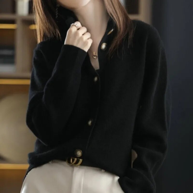 Cardigan Da Donna Con Colletto E Bottoni Frontali, immagine 3