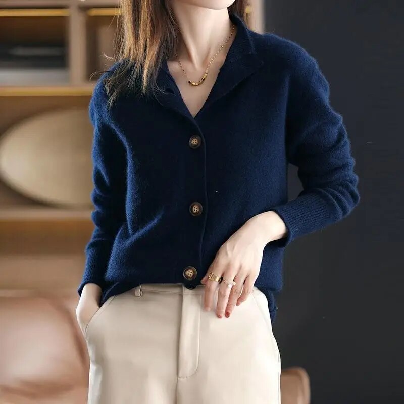 Cardigan Da Donna Con Colletto E Bottoni Frontali, immagine 6