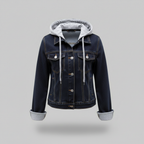 Giacca In Denim Da Donna Con Cappuccio Rimovibile E Bottoni, immagine 6