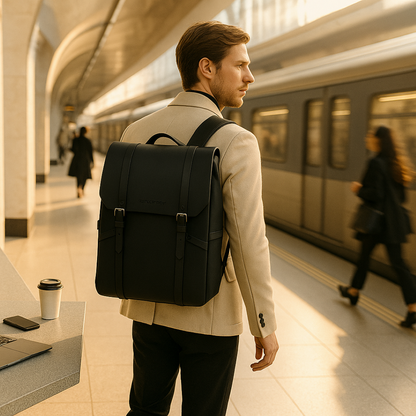Zaino Nero Minimal Da Lavoro Uomo — Noir, immagine 4