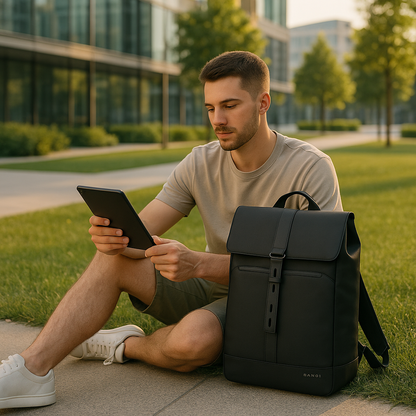 Zaino Da Viaggio Nero Porta Laptop Uomo — Business, immagine 5