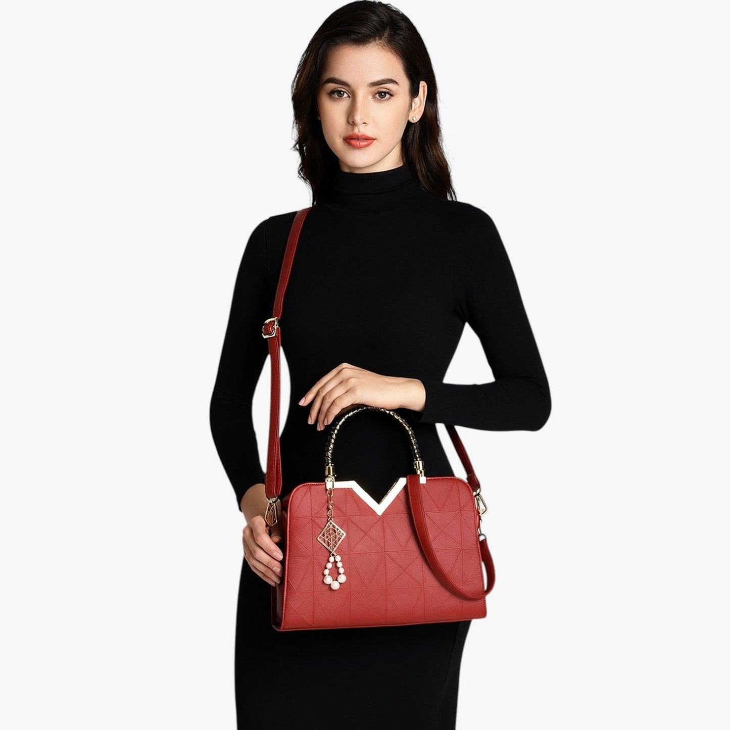Borsa A Mano Multicolore Con Manici Gioiello Donna — Perla, immagine 4